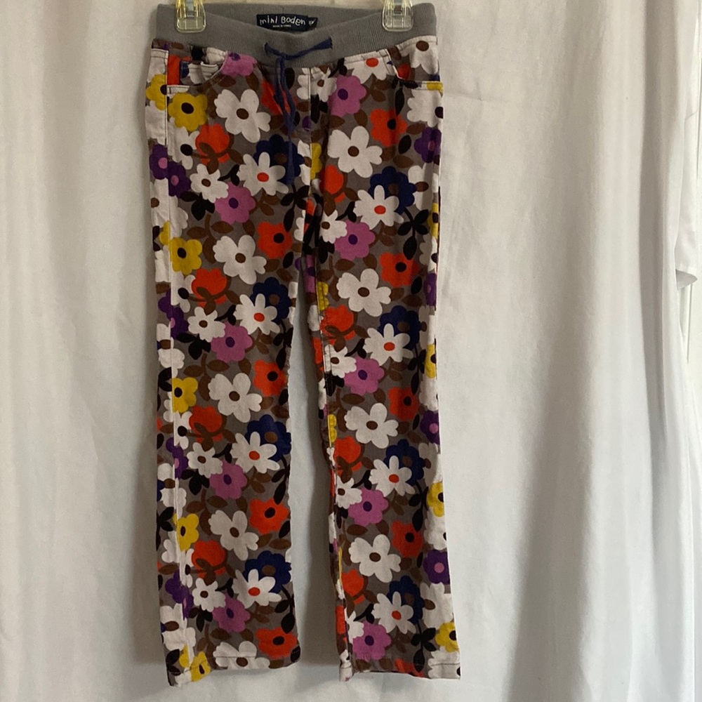 Mini Boden Floral Velveteen Pants